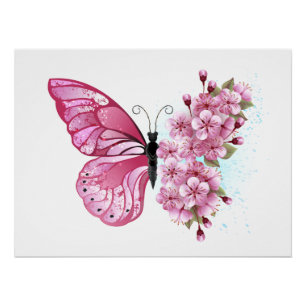 Bloemvink met roze Sakura Perfect Poster