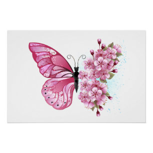 Bloemvink met roze Sakura Perfect Poster
