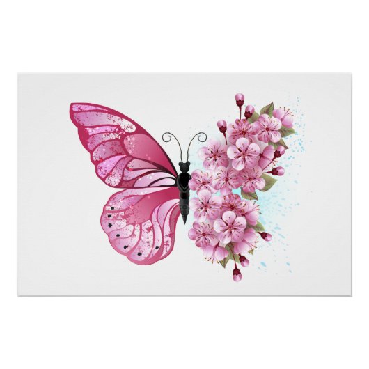 Bloemvink met roze Sakura Perfect Poster (Voorkant)
