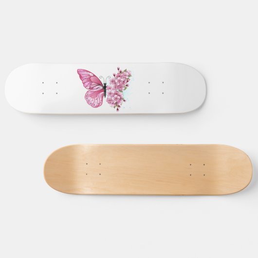 Bloemvink met roze Sakura Persoonlijk Skateboard (Horizontaal)