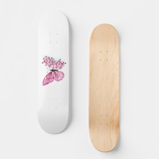 Bloemvink met roze Sakura Persoonlijk Skateboard (Voorkant)