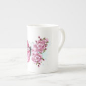 Bloemvink met roze Sakura Porselein Kop (Voorkant rechts)