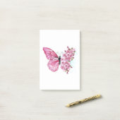 Bloemvink met roze Sakura Post-it® Notes (Op bureau)