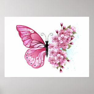Bloemvink met roze Sakura Poster