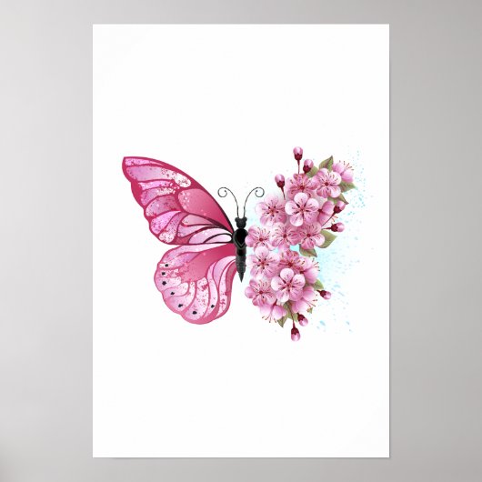 Bloemvink met roze Sakura Poster (Voorkant)