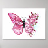 Bloemvink met roze Sakura Poster (Voorkant)