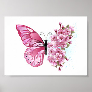 Bloemvink met roze Sakura Poster