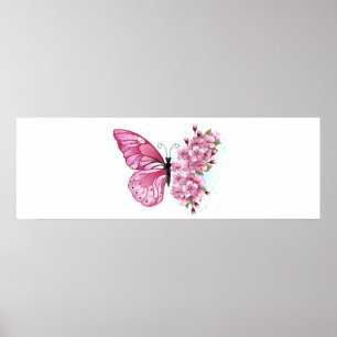 Bloemvink met roze Sakura Poster