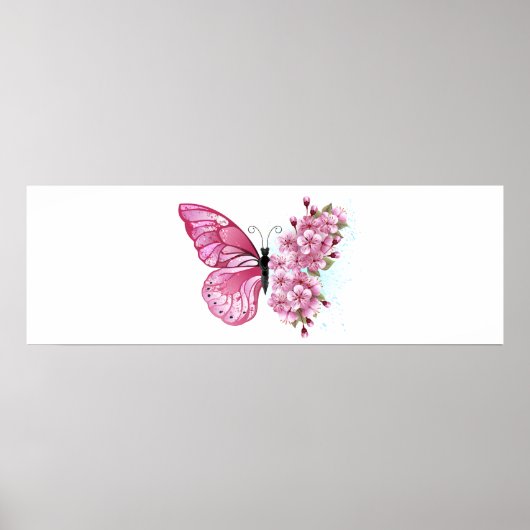 Bloemvink met roze Sakura Poster (Voorkant)