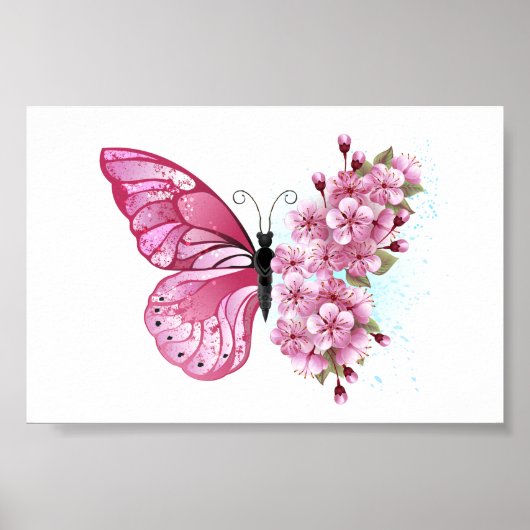 Bloemvink met roze Sakura Poster (Voorkant)