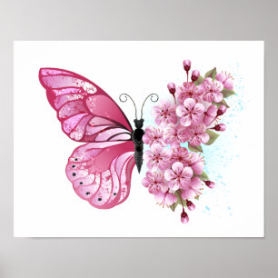 Bloemvink met roze Sakura Poster