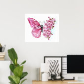 Bloemvink met roze Sakura Poster (Thuiskantoor)