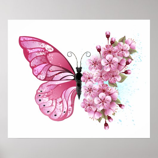 Bloemvink met roze Sakura Poster (Voorkant)