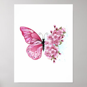 Bloemvink met roze Sakura Poster