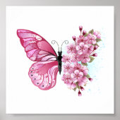 Bloemvink met roze Sakura Poster (Voorkant)