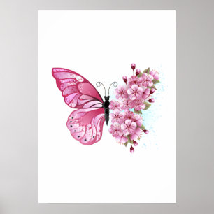 Bloemvink met roze Sakura Poster