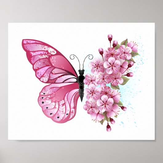 Bloemvink met roze Sakura Poster (Voorkant)