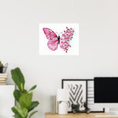 Bloemvink met roze Sakura Poster (Thuiskantoor)