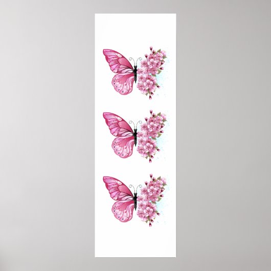 Bloemvink met roze Sakura Poster (Voorkant)