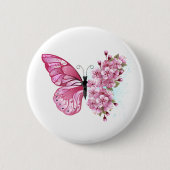 Bloemvink met roze Sakura Ronde Button 5,7 Cm (Voorkant)