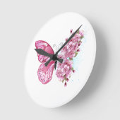 Bloemvink met roze Sakura Ronde Klok (Hoek)