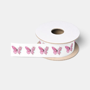 Bloemvink met roze Sakura Satijnen Lint