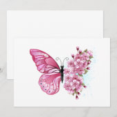 Bloemvink met roze Sakura Save The Date (Voorkant / Achterkant)