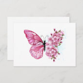 Bloemvink met roze Sakura Save The Date (Voorkant / Achterkant)