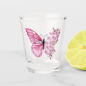 Bloemvink met roze Sakura Shot Glas (Voorkant)