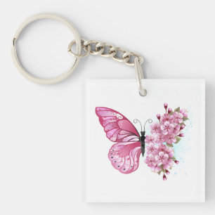 Bloemvink met roze Sakura Sleutelhanger