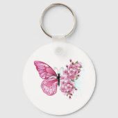 Bloemvink met roze Sakura Sleutelhanger (Voorkant)