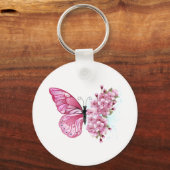 Bloemvink met roze Sakura Sleutelhanger (Voorkant)