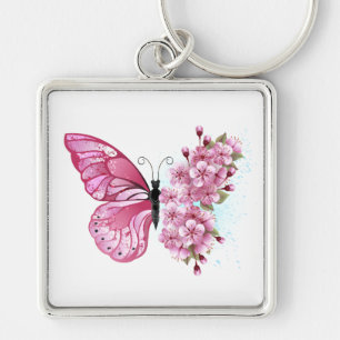 Bloemvink met roze Sakura Sleutelhanger
