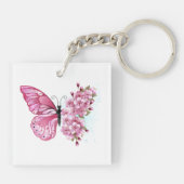 Bloemvink met roze Sakura Sleutelhanger (Achterkant)