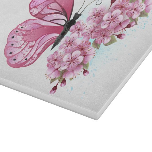 Bloemvink met roze Sakura Snijplank (Hoek)