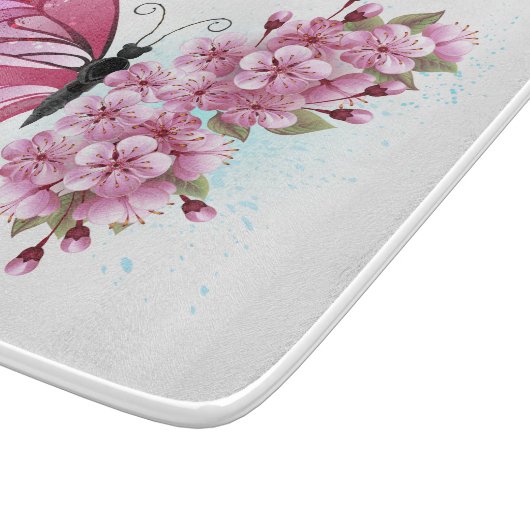 Bloemvink met roze Sakura Snijplank (Hoek)