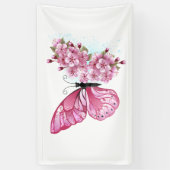 Bloemvink met roze Sakura Spandoek (Verticaal)