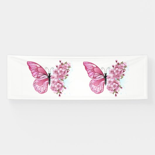 Bloemvink met roze Sakura Spandoek (Horizontaal)