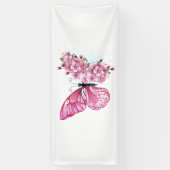 Bloemvink met roze Sakura Spandoek (Verticaal)