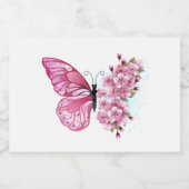 Bloemvink met roze Sakura Sparkling Wijnetiket (Enkel label)