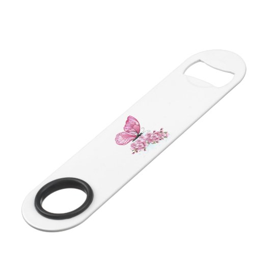 Bloemvink met roze Sakura Speed Flessenopener (Achterkant Gekanteld)