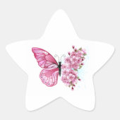 Bloemvink met roze Sakura Ster Sticker (Voorkant)