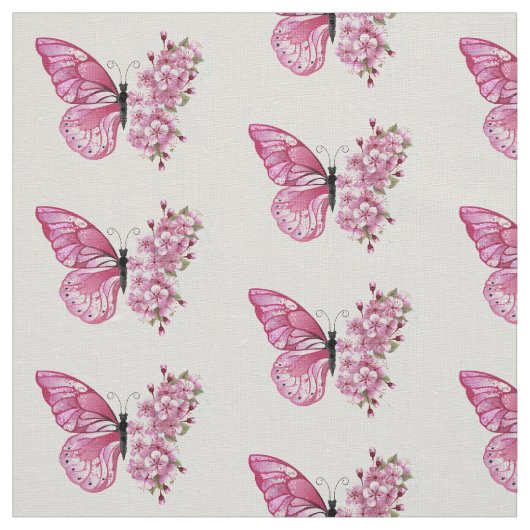 Bloemvink met roze Sakura Stof (Swatch)