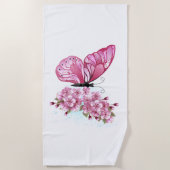 Bloemvink met roze Sakura Strandlaken (Voorkant)