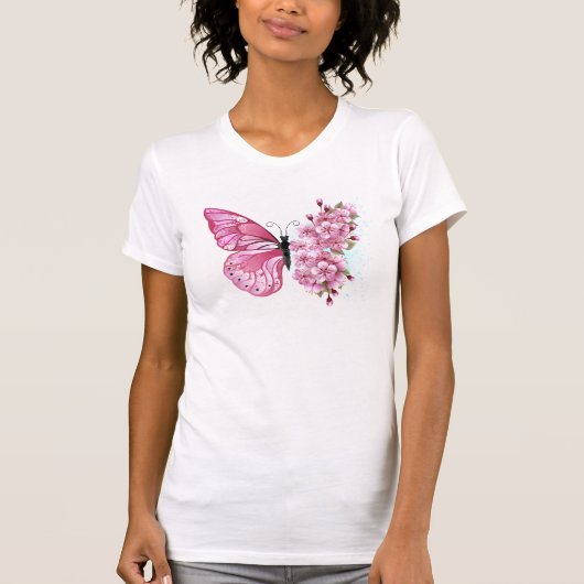 Bloemvink met roze Sakura T-shirt (Voorkant)
