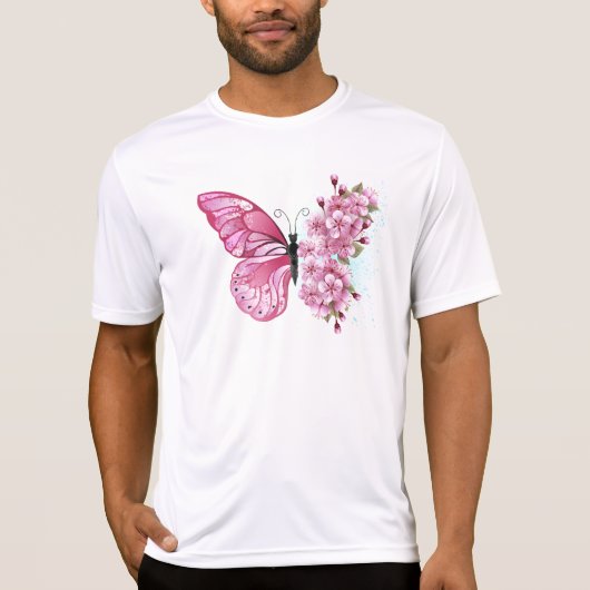 Bloemvink met roze Sakura T-shirt (Voorkant)