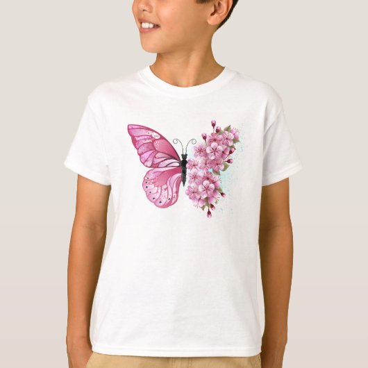 Bloemvink met roze Sakura T-shirt (Voorkant)