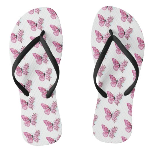 Bloemvink met roze Sakura Teenslippers (Voetbed)