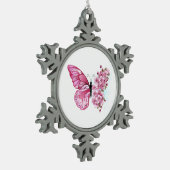 Bloemvink met roze Sakura Tin Sneeuwvlok Ornament (Links)