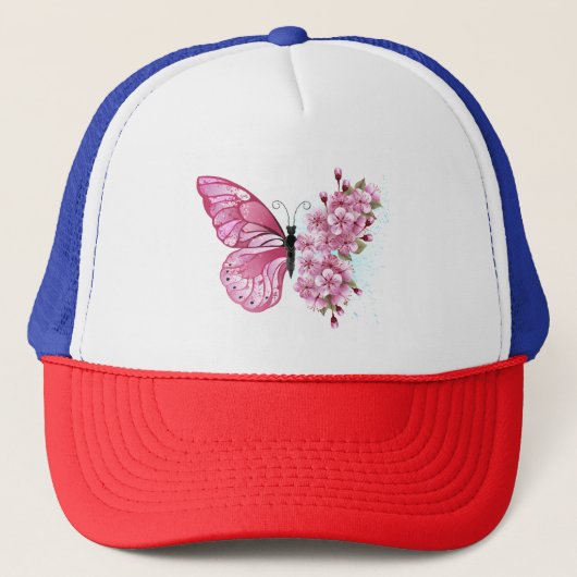 Bloemvink met roze Sakura Trucker Pet (Voorkant)